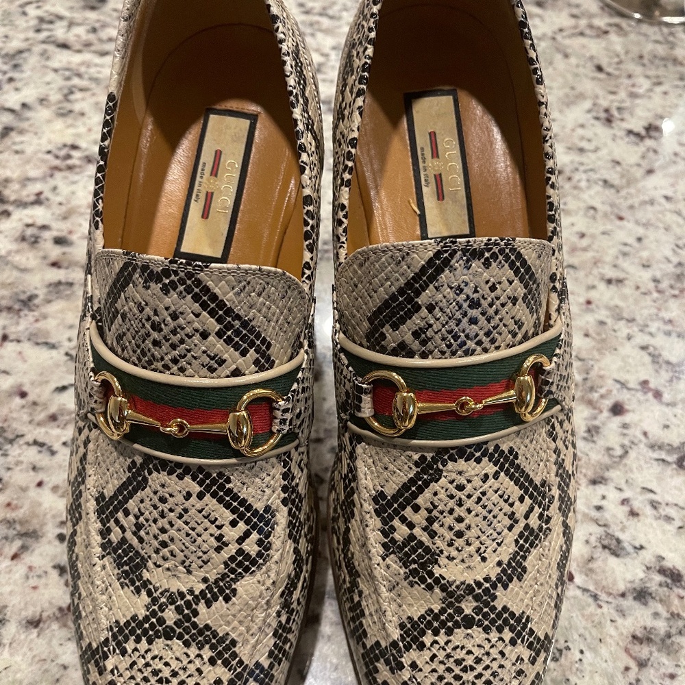 Gucci Python Calf Print Loafers